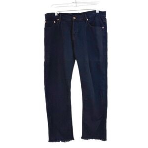 NEW NSF Women 29 Straight Slouch Black Wash Overdye Jeans Raw Hem USA‎ SOFT CROP